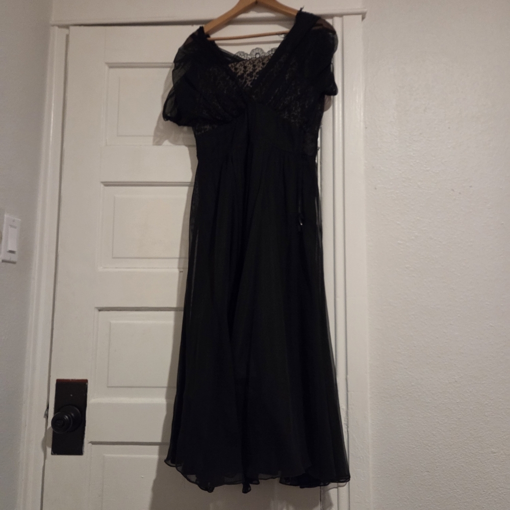 Vintage Formal Lace Dress Black No Size Tag (S/M)